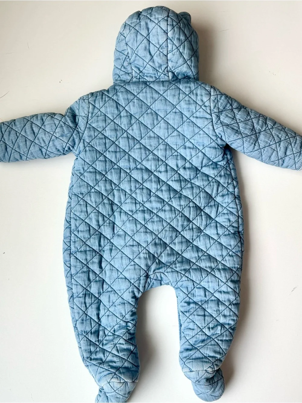Baby GAP 6-12 Months Quilted Chambray Bunting One Piece  Babies Snowsuit Blue